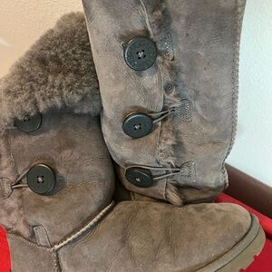UGG Charcoal 3 Buttoned Shearling Boots